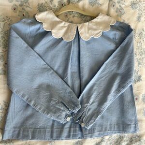 Jacadi Blue Blouse with White Peter Pan Collar